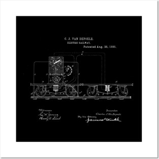 Electric Railway Vintage Patent Hand Drawing Posters and Art